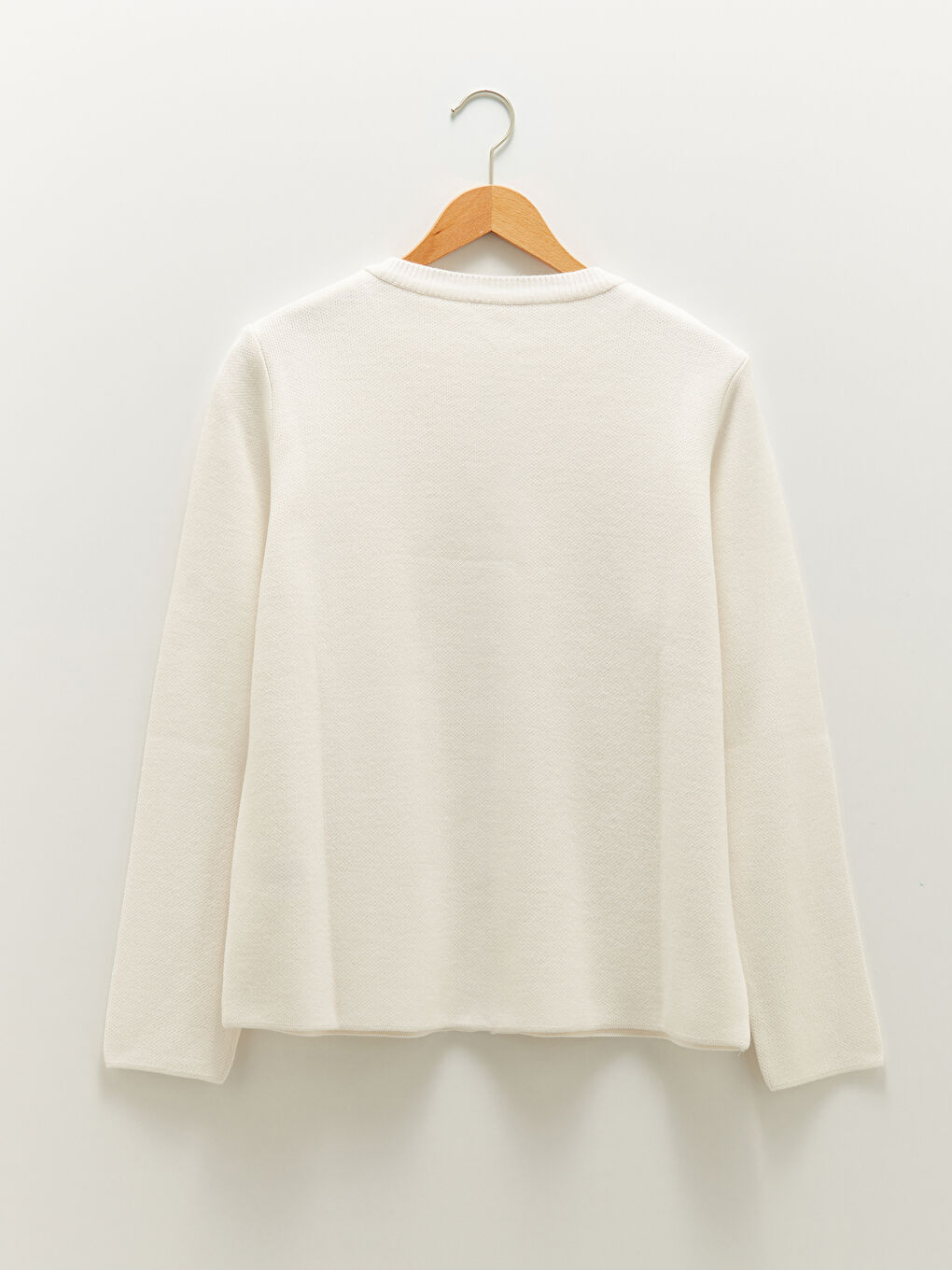 Жилетка с кръгло деколте, изчистена, с дълъг ръкав, за жени, плетиво-6