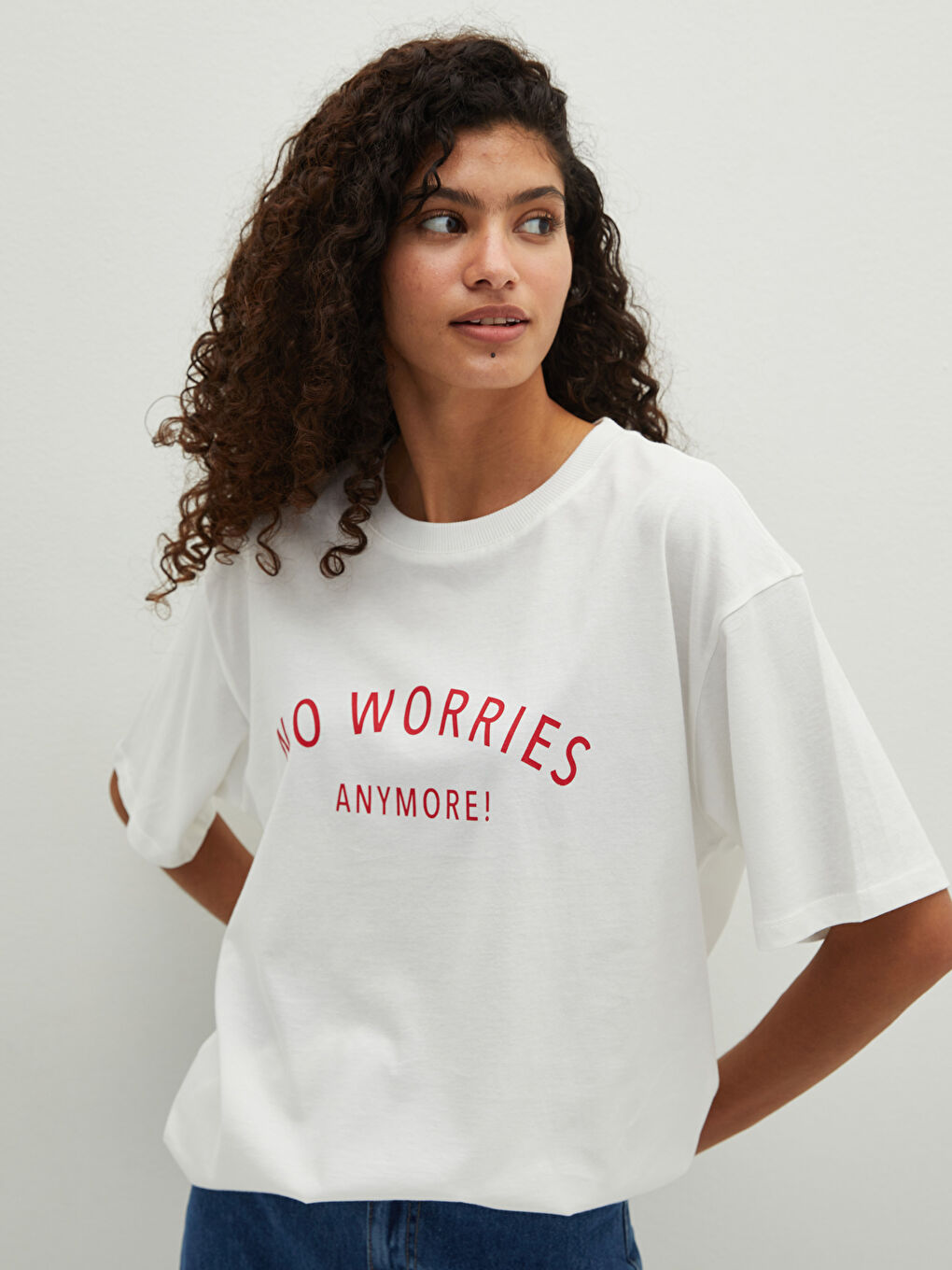 Rundhalsausschnitt Kurzarm Baumwolle T-Shirt für Damen-5