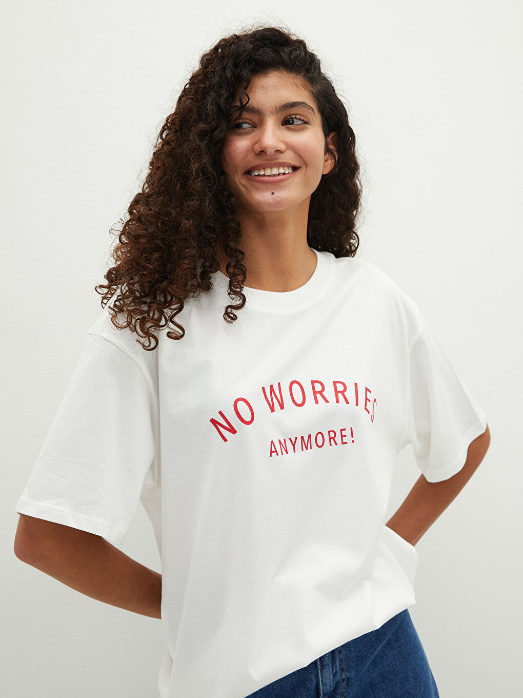 Rundhalsausschnitt Kurzarm Baumwolle T-Shirt für Damen-1