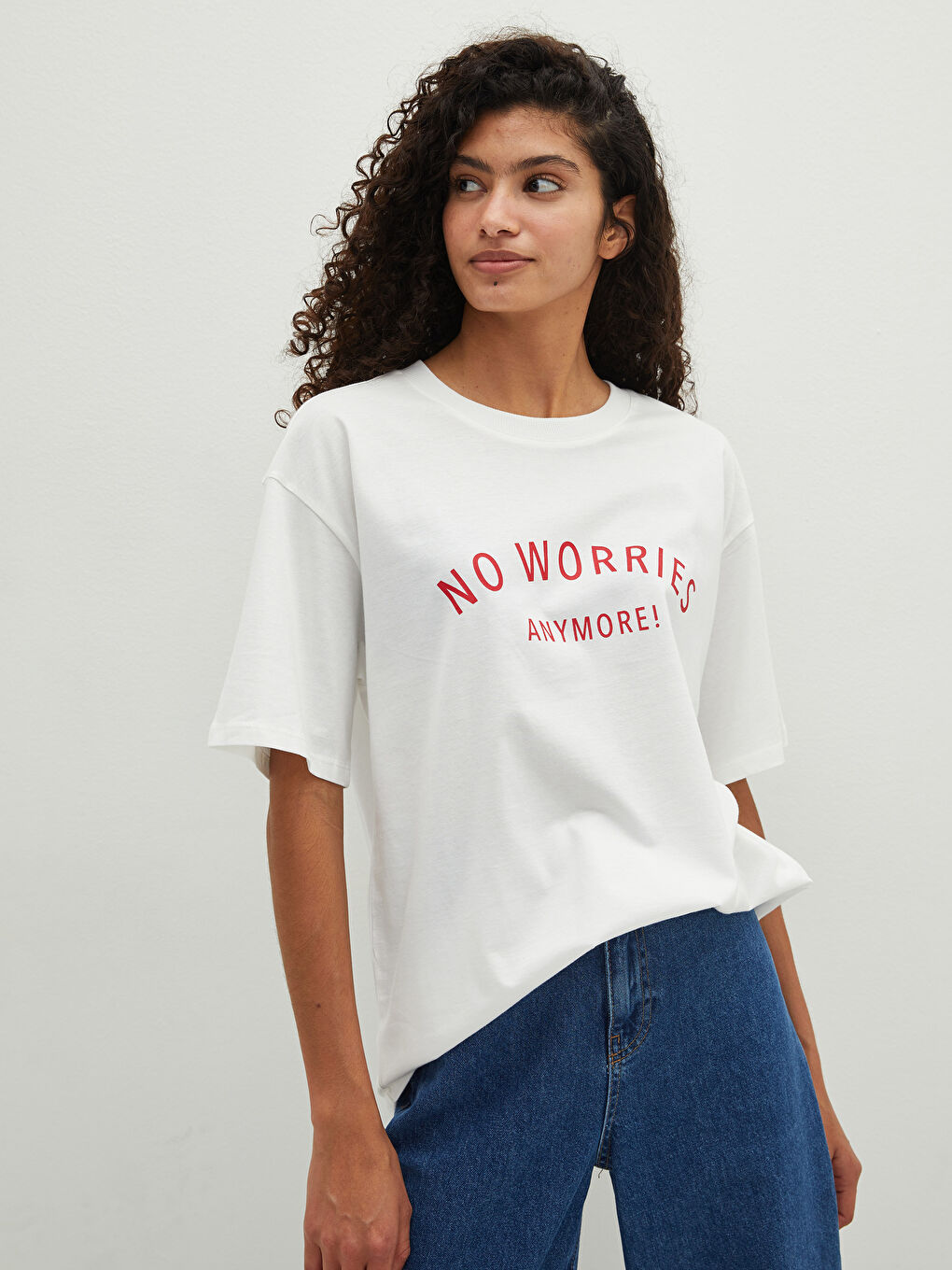 Rundhalsausschnitt Kurzarm Baumwolle T-Shirt für Damen-3