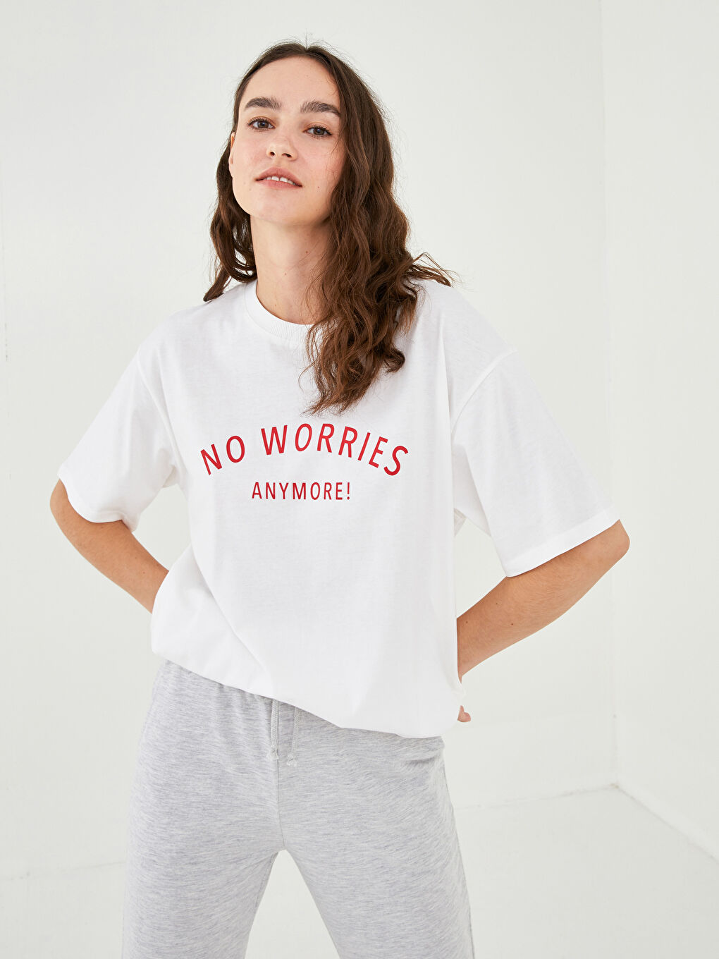 Rundhalsausschnitt Kurzarm Baumwolle T-Shirt für Damen-6