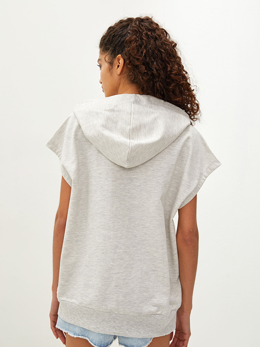 Women's Hooded Collar Printed Sleeveless Sweatshirt -W1BI41Z8-EFN