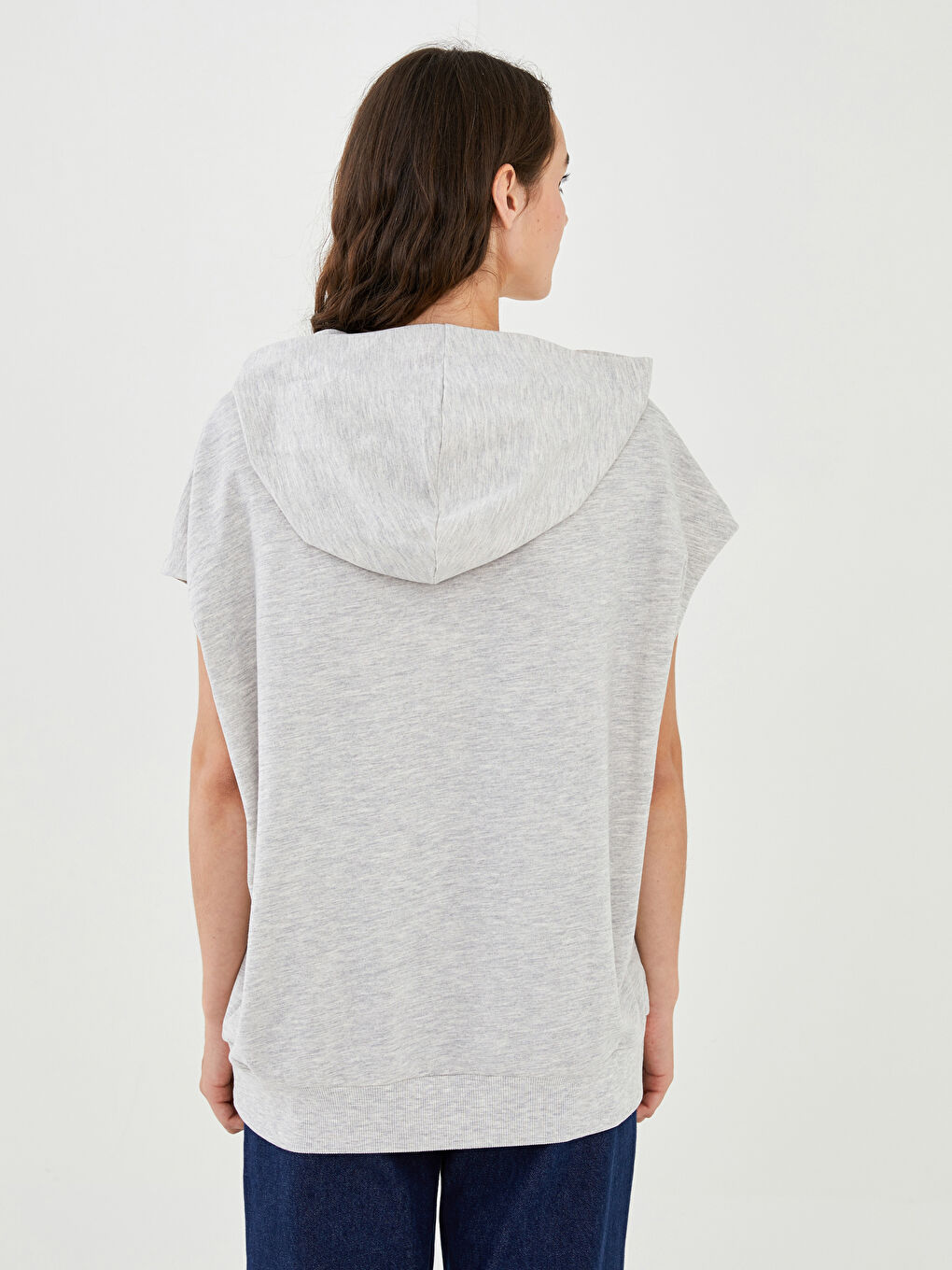 Women's Hooded Collar Printed Sleeveless Sweatshirt -W1BI41Z8-EFN