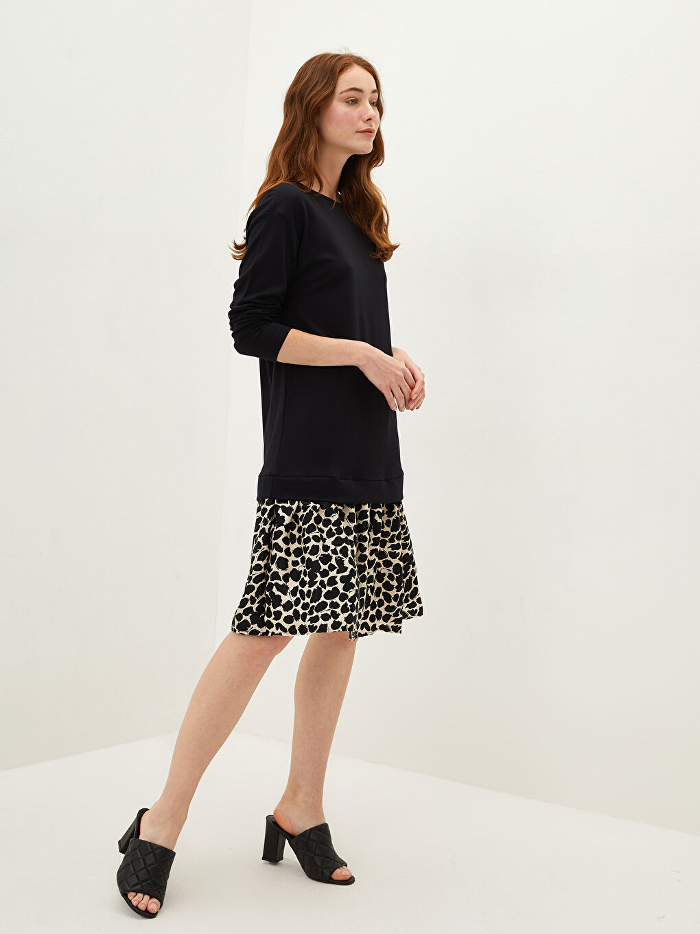 LCWAIKIKI Classic Crew Neck Leopard Pattern Long Sleeve