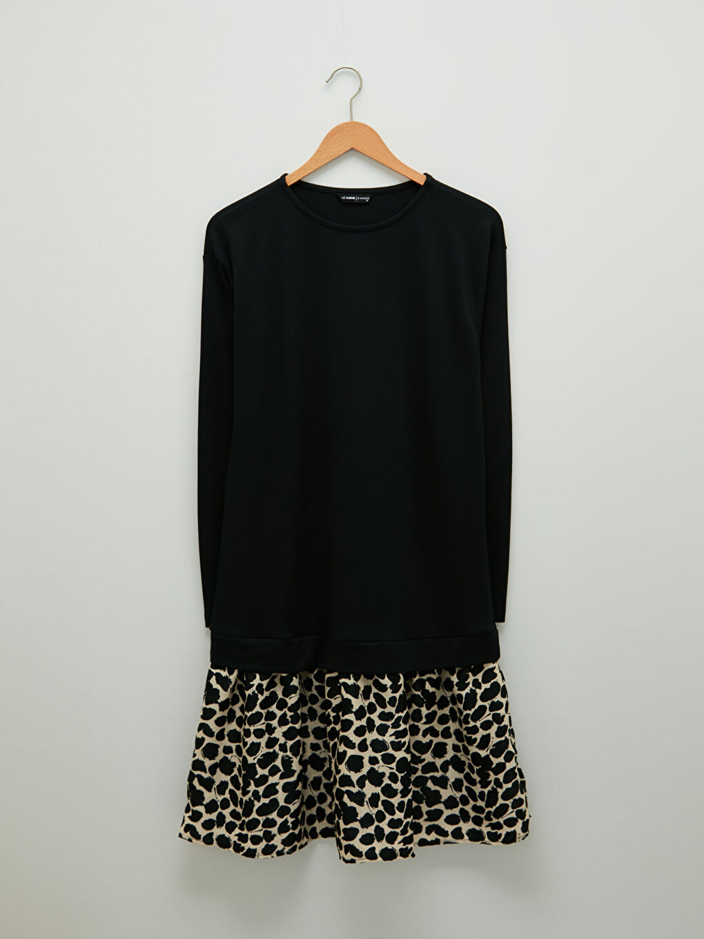 LCWAIKIKI Classic Crew Neck Leopard Pattern Long Sleeve Women's Dress -W1BI69Z8-LQJ