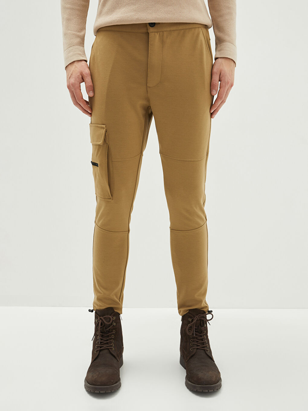 Kahverengi Slim Fit Erkek Kargo Pantolon-3