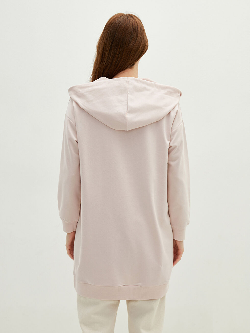LCW Modest Hooded Collar Straight Zipper Closure Long Sleeve Women's Cardigan -W1BJ01Z8-UX6