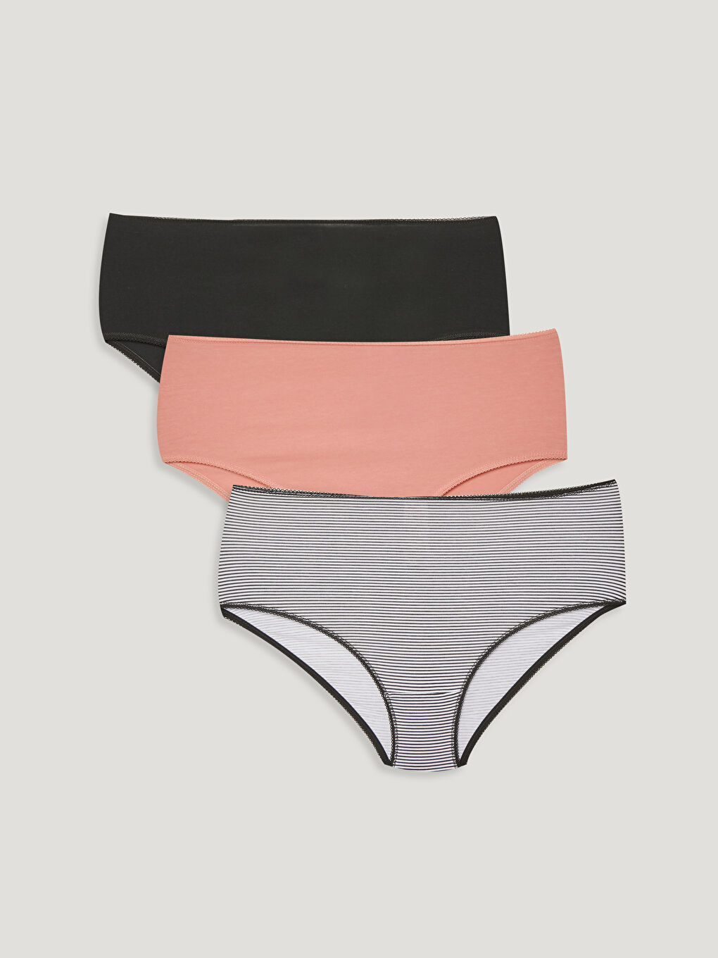 Plain Lace Detailed Cotton Classic Panties 3-Pack