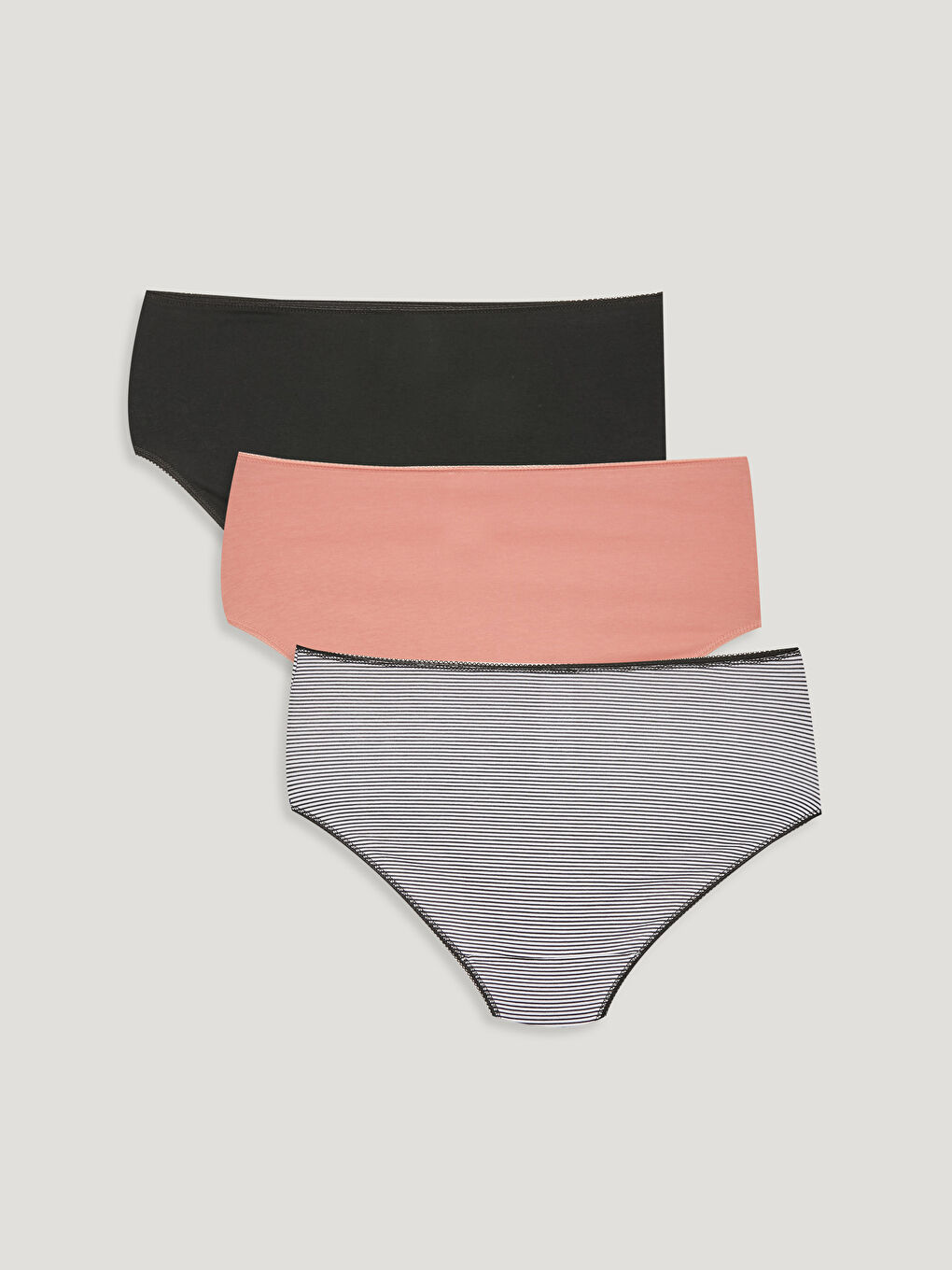 Plain Lace Detailed Cotton Classic Panties 3-Pack-1