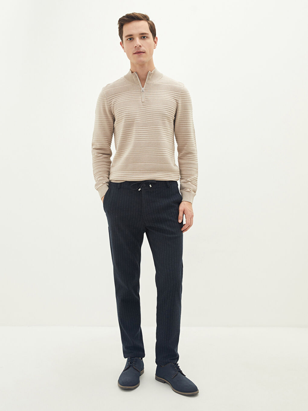 LCW Vision Stehkragen Langarm Gemusterter Herren Strickpullover -W1BJ12Z8-L8T