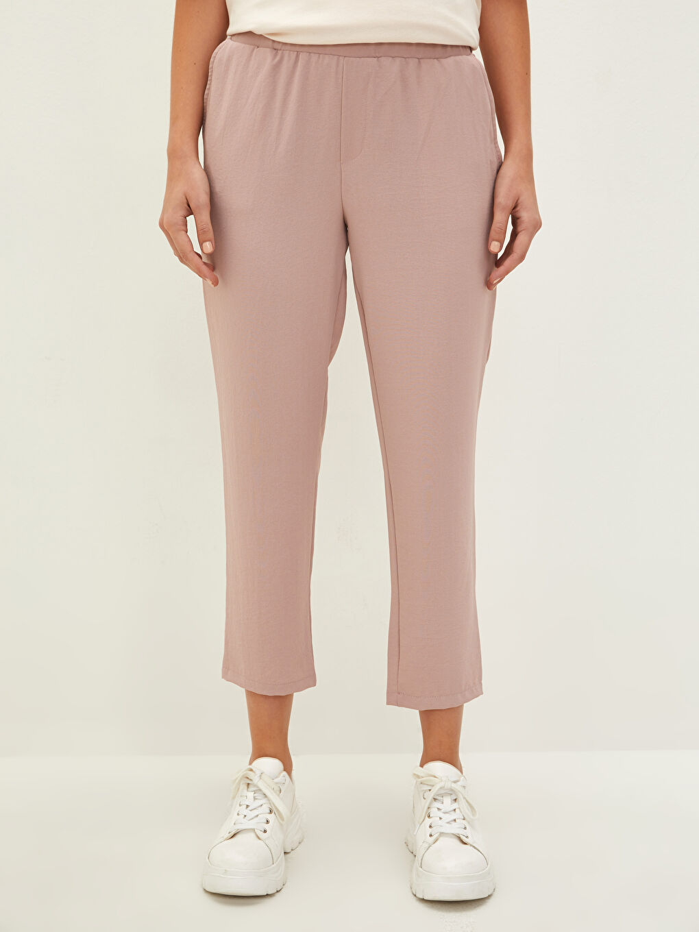 Elastic Waist Wide Fit Straight Pocket Detailed Women Palazzo Trousers -W1BJ48Z8-QLW