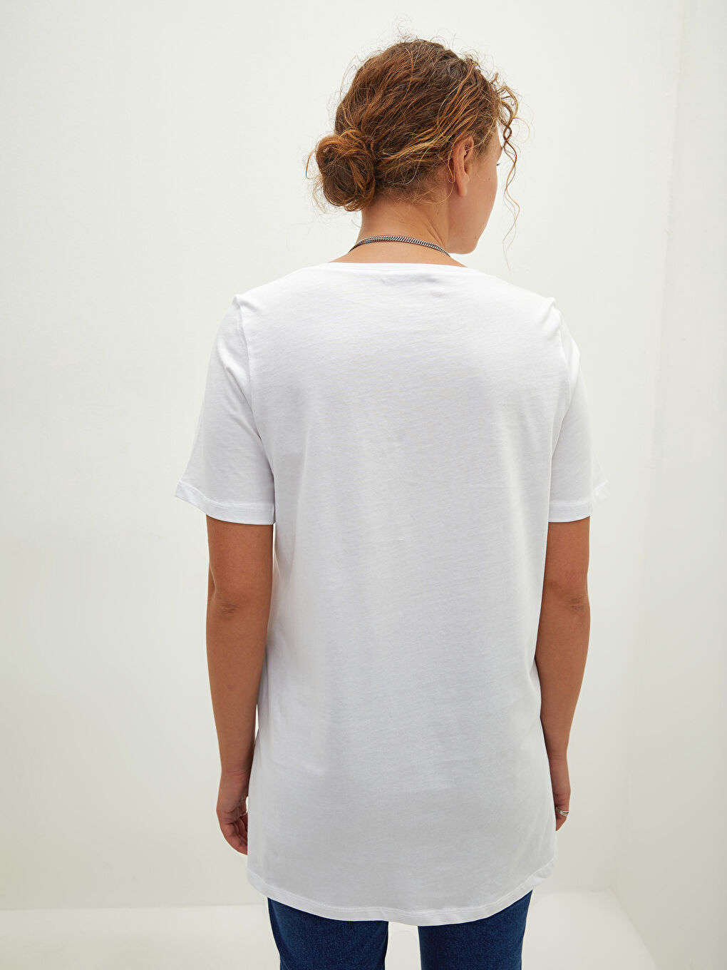 Crew Neck Short Sleeve Cotton Women's T-Shirt-4