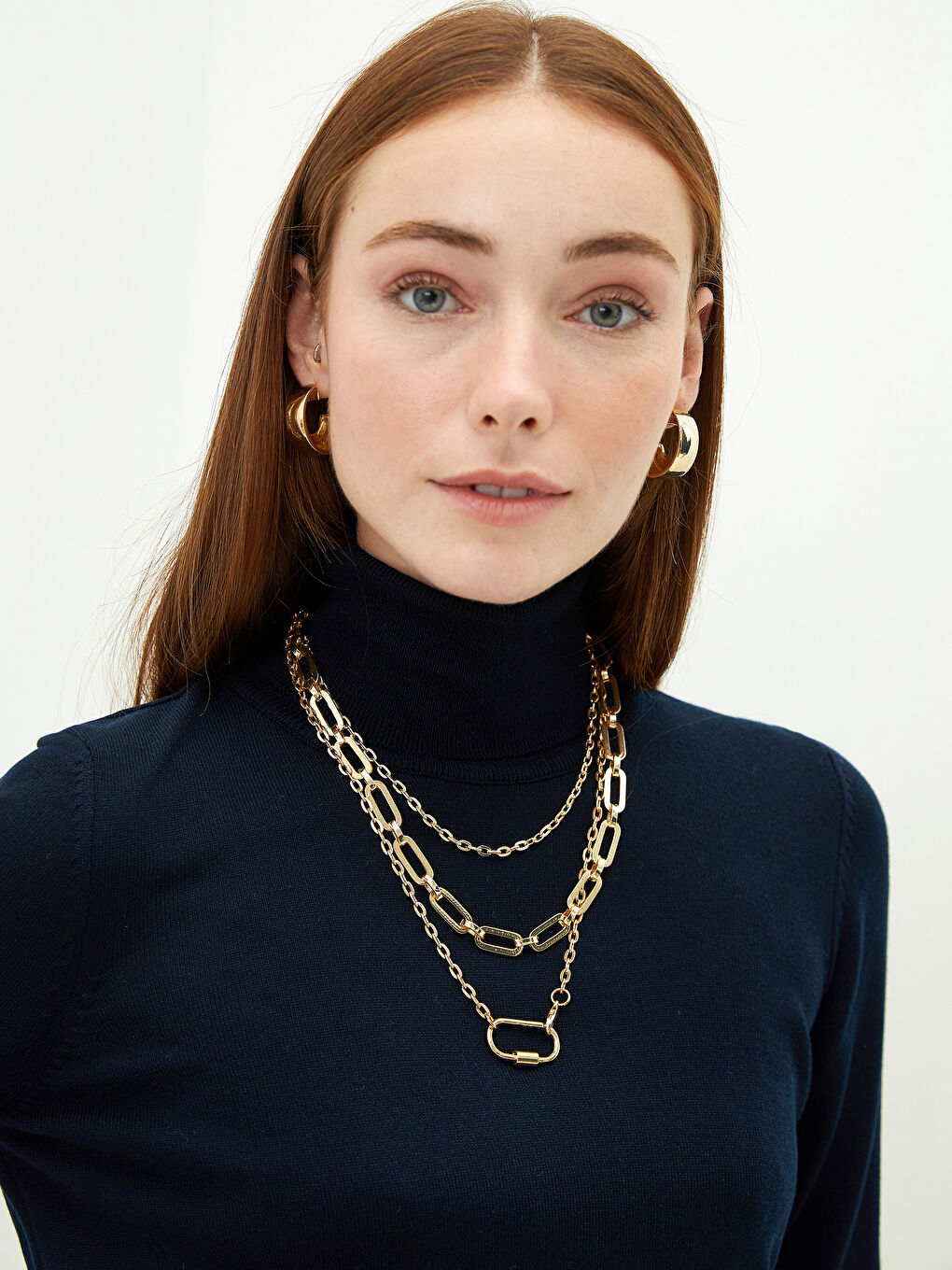 سترة تريكو ياقة هاي نيك سادة كم طويل للسيدات-2