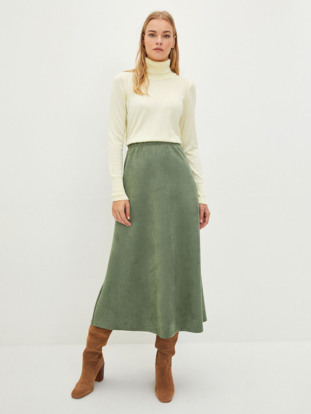 Turtleneck Plain Long Sleeve Women's Knitwear Sweater-4