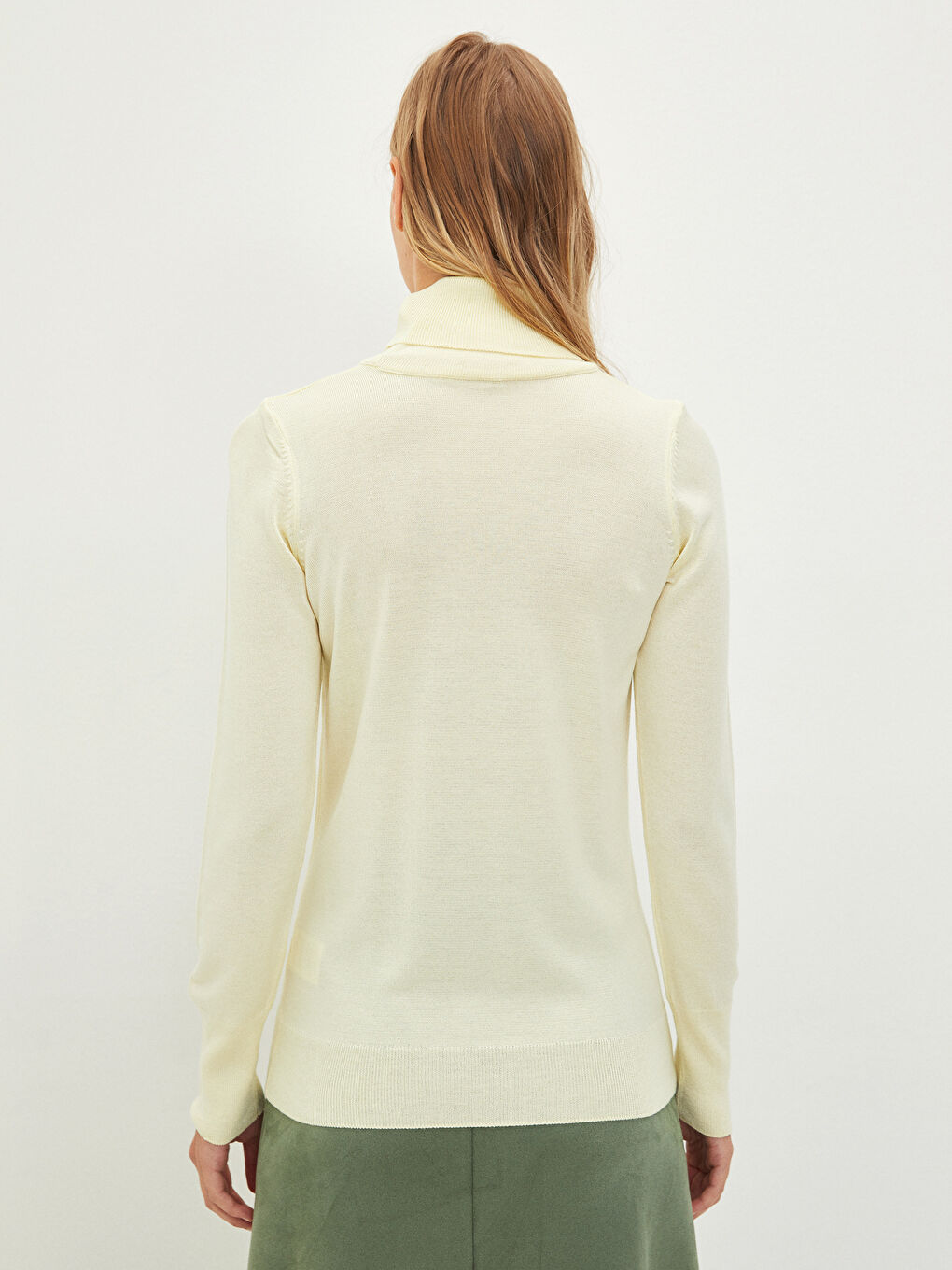 Turtleneck Plain Long Sleeve Women's Knitwear Sweater-5