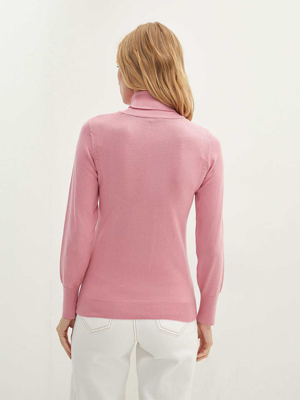 Turtleneck Plain Long Sleeve Women's Knitwear Sweater-5