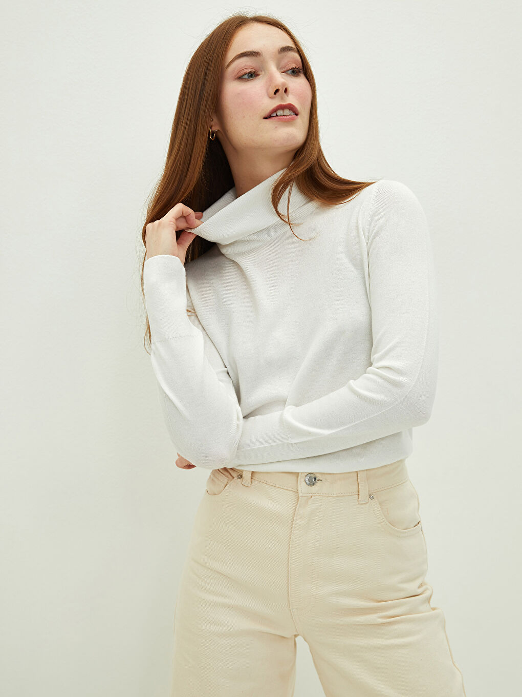 LCWAIKIKI Basic Rollkragen Schlichter Langarm Damen Strickpullover -W1BK05Z8-R9J
