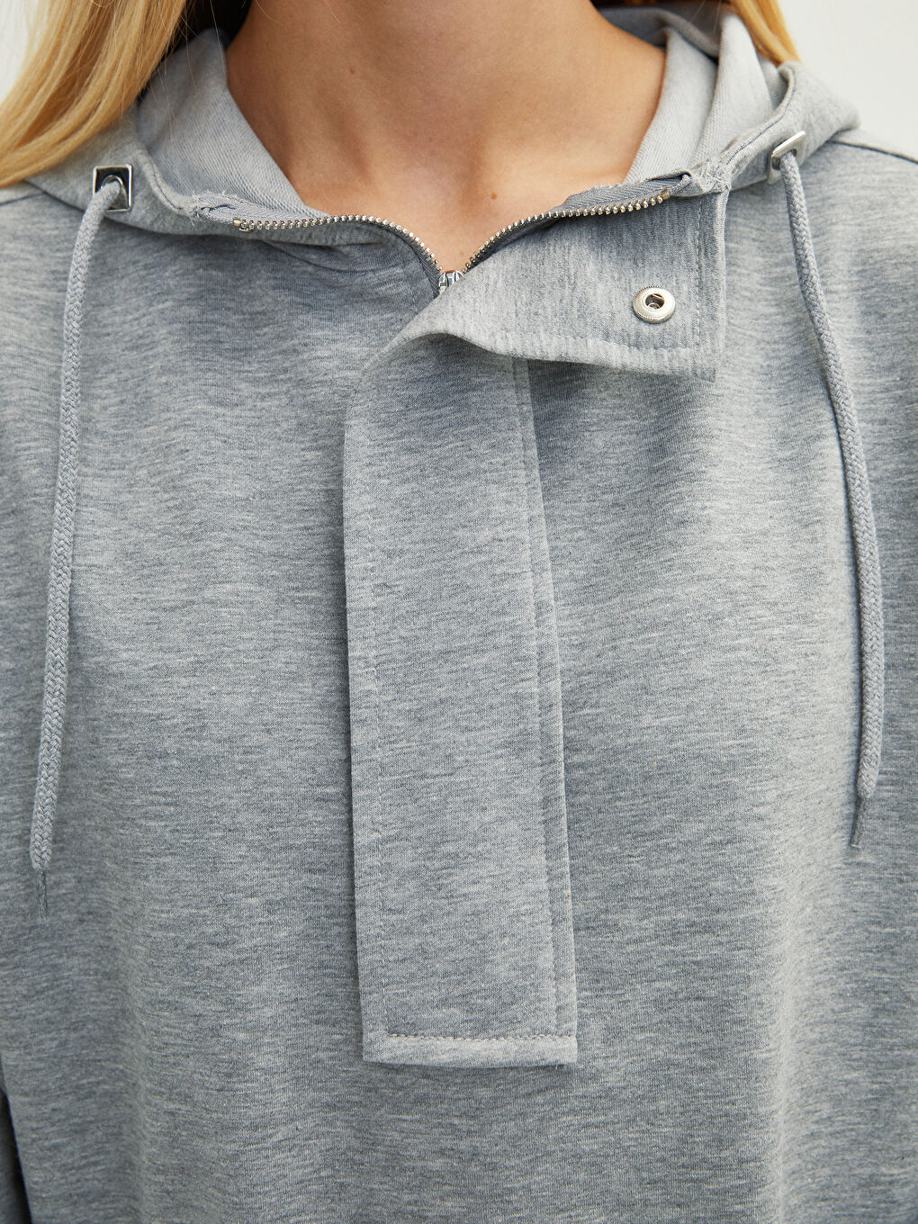 Hooded Regular Long Sleeve Women's Sweatshirt Tunic-3