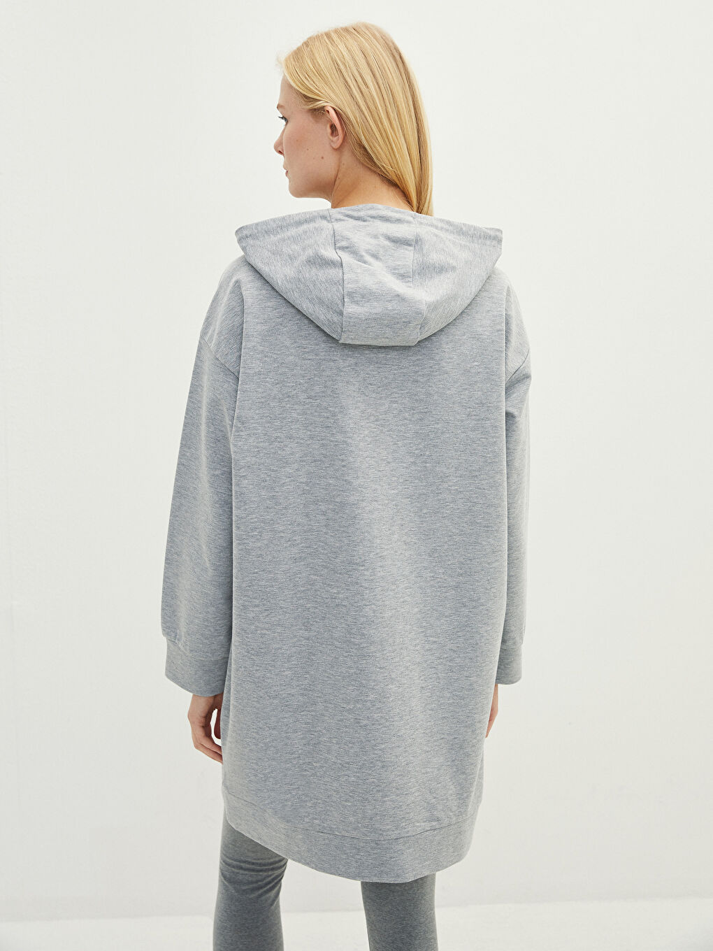 Hooded Regular Long Sleeve Women's Sweatshirt Tunic-4