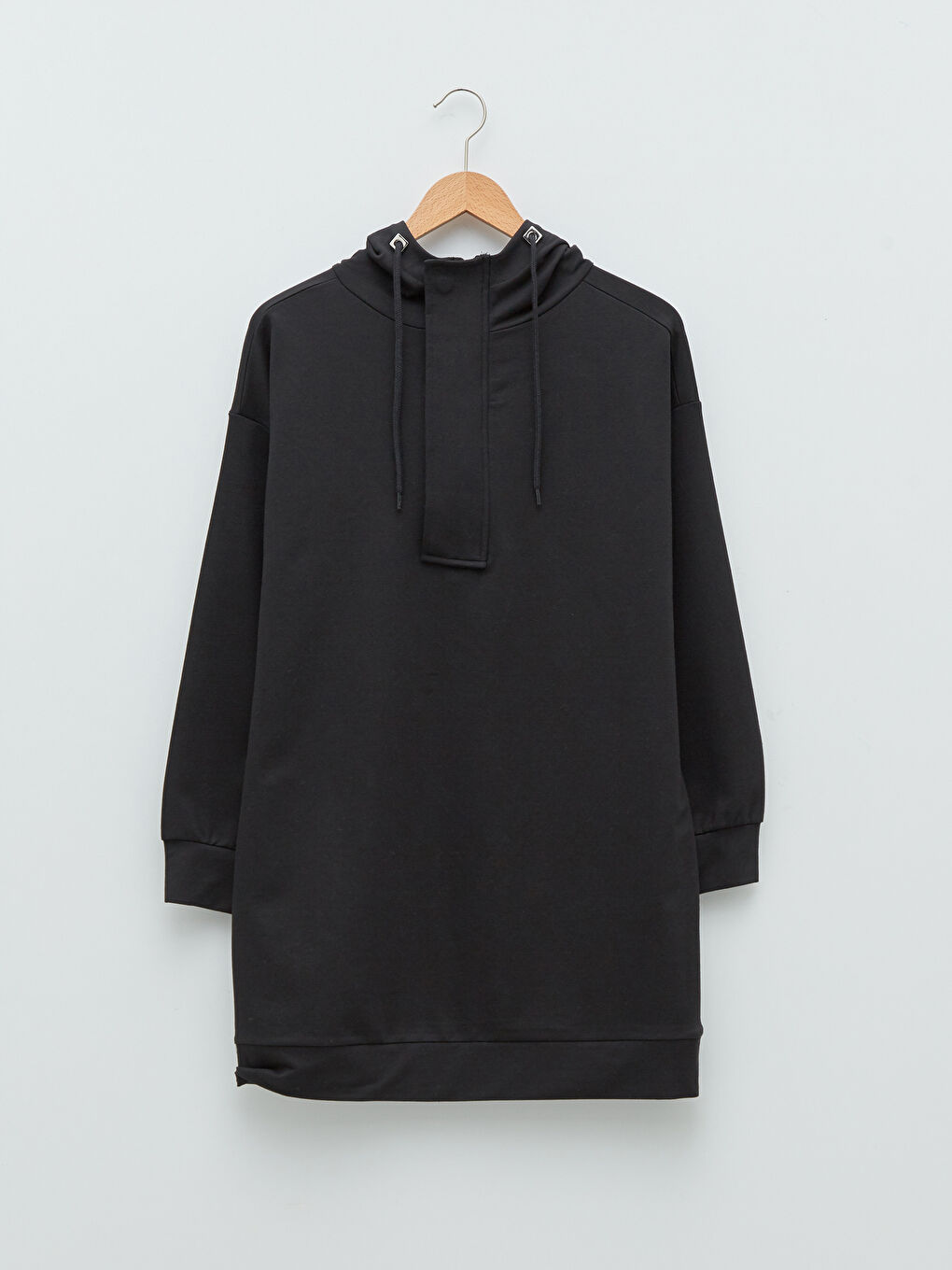 Hooded Regular Long Sleeve Women's Sweatshirt Tunic-5