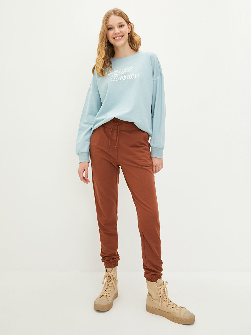 Elastic Waist Regular Pocket Detailed Women's Sweatpants