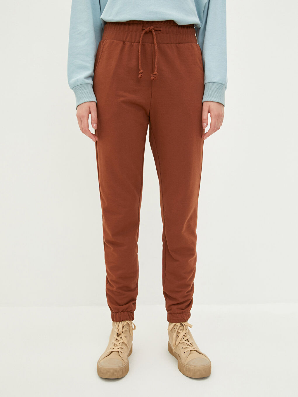 Elastic Waist Regular Pocket Detailed Women's Sweatpants-3