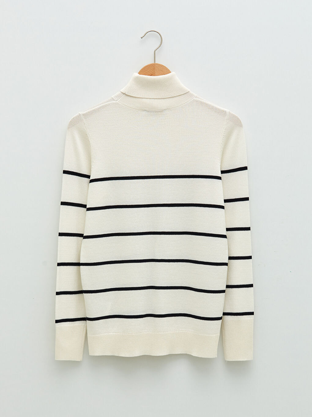 Turtleneck Striped Long Sleeve Women's Tricot Sweater-6