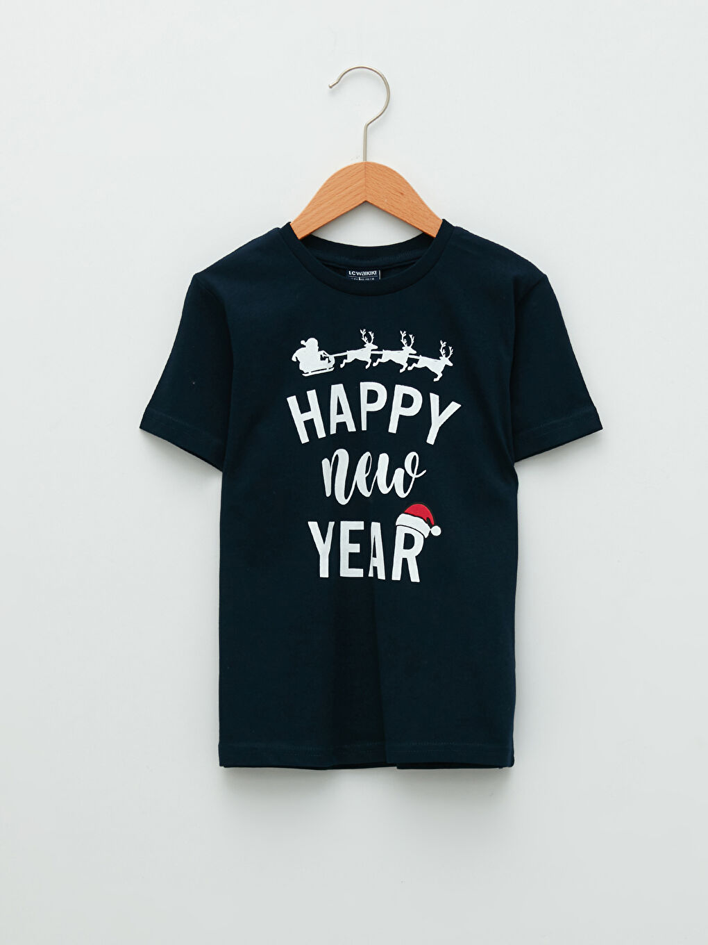 LCW Kids Rundhalsausschnitt Neujahrsmotiv Kurzarm Baumwolle Jungen T-Shirt -W1BK74Z4-E1J