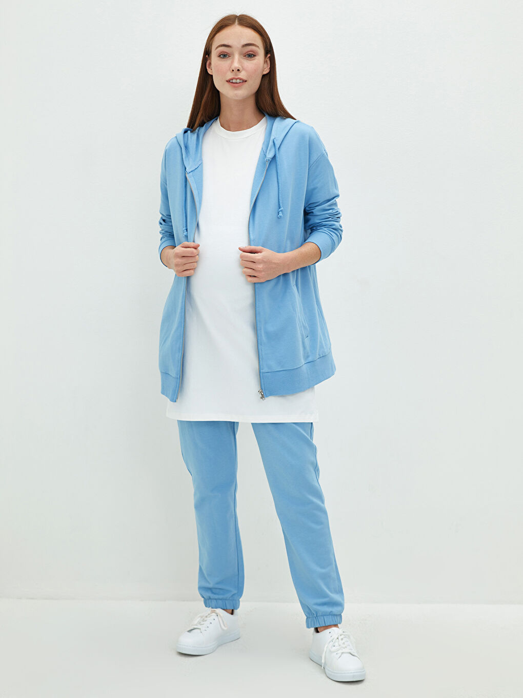 LCWAIKIKI Maternity Kapuzen-Strickjacke aus Baumwolle für Schwangere mit langen Ärmeln -W1BL10Z8-GFK