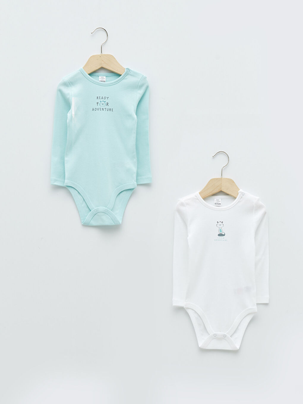 Crew Neck Long Sleeve Baby Boy Snap Snap Body Set of 2