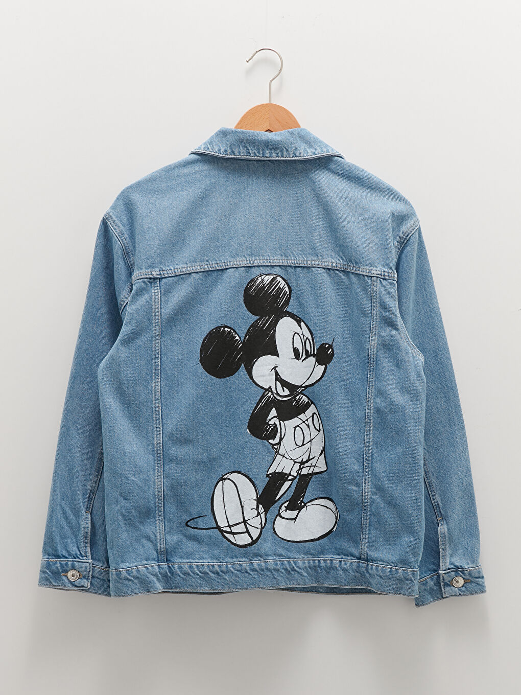 LC Waikiki Shirt Collar Mickey Mouse Printed Long Sleeve Women's Rodeo Jean Jacket -W1BL44Z8-311