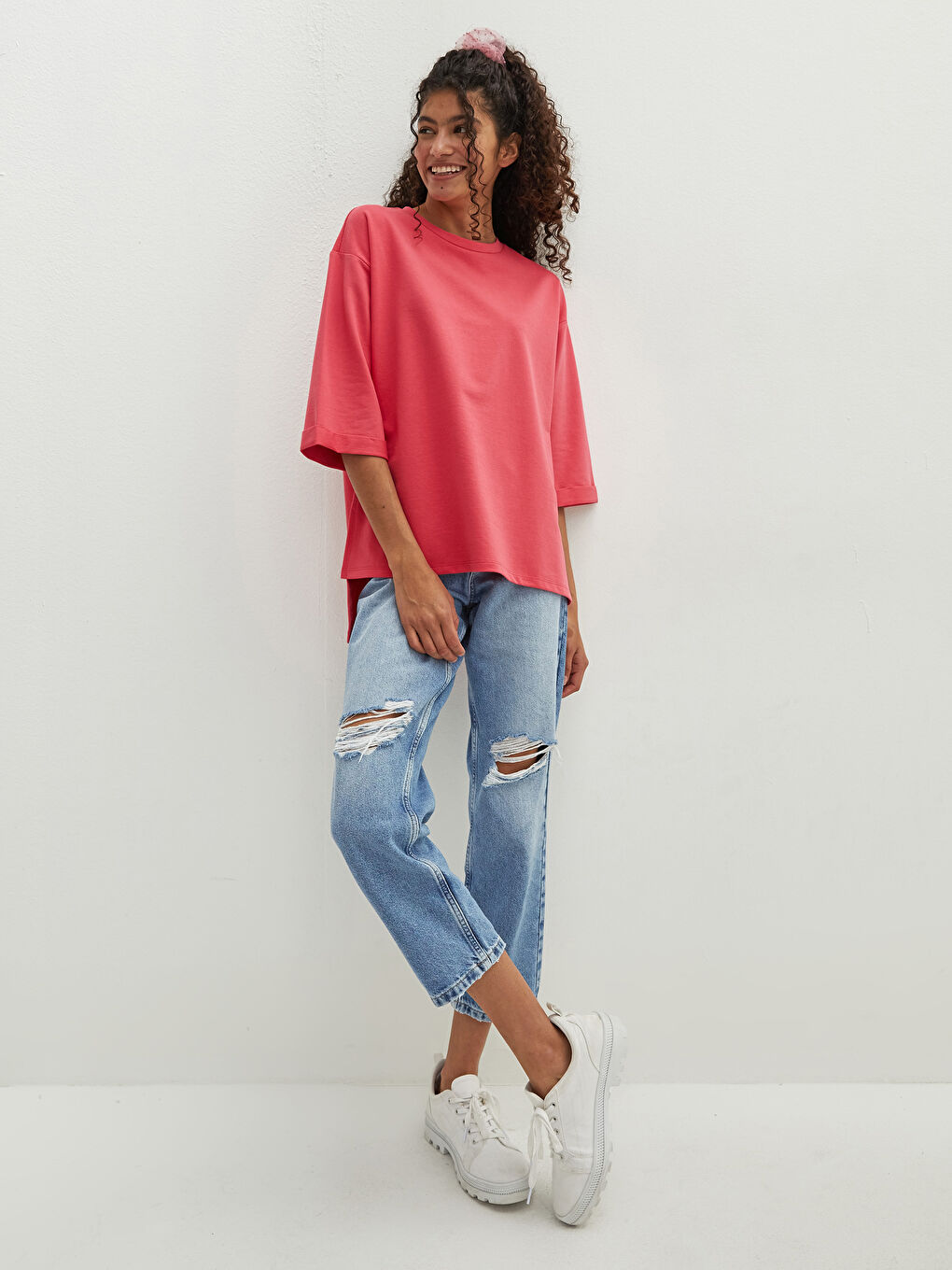 LCW Vision Crew Neck Plain Short Sleeve Women's T-Shirt -W1BL80Z8-GNB
