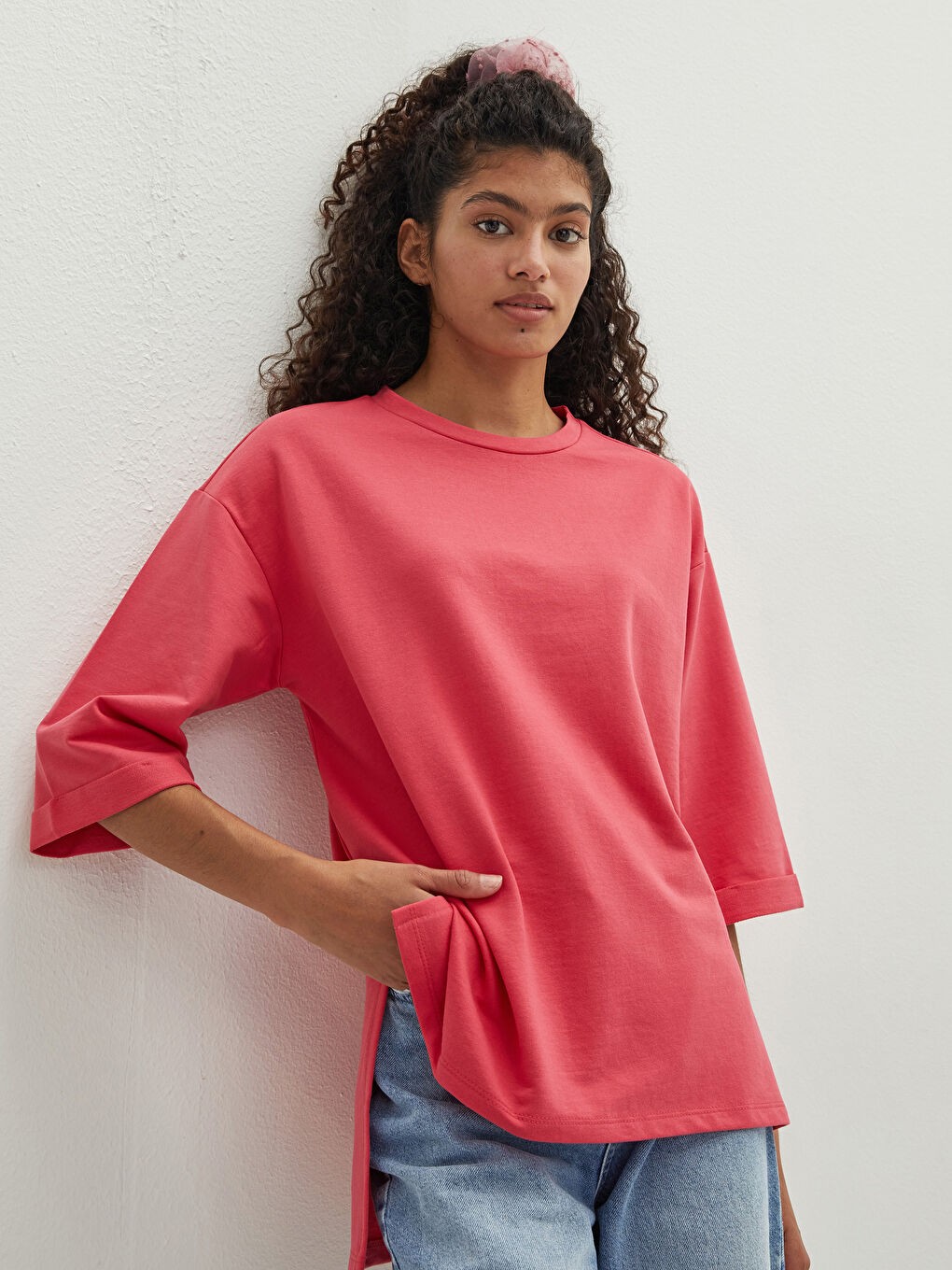 LCW Vision Crew Neck Plain Short Sleeve Women's T-Shirt -W1BL80Z8-GNB