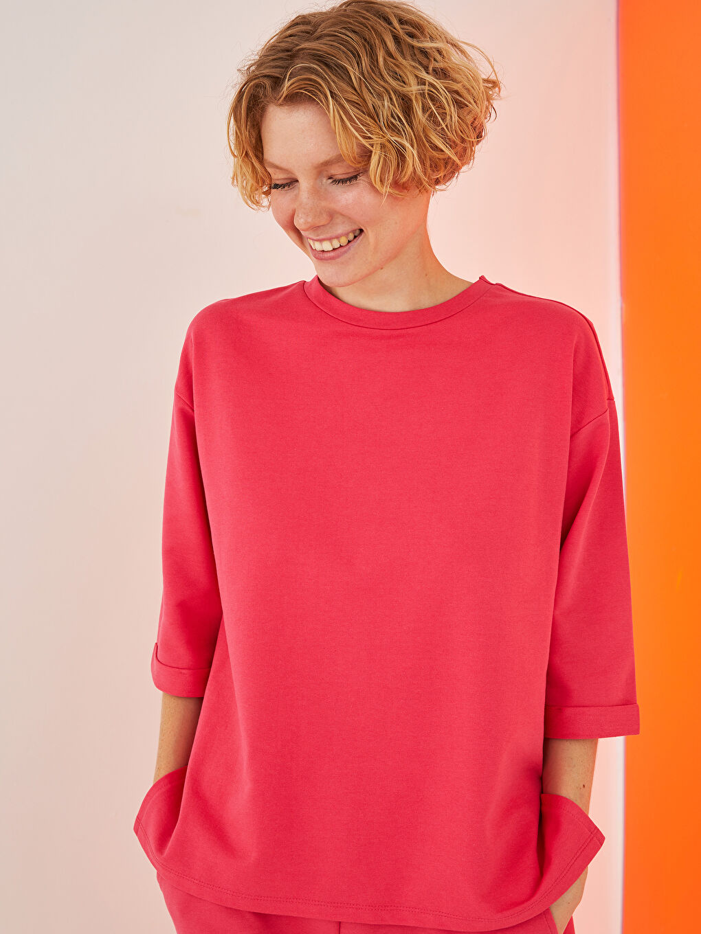 LCW Vision Crew Neck Plain Short Sleeve Women's T-Shirt -W1BL80Z8-GNB