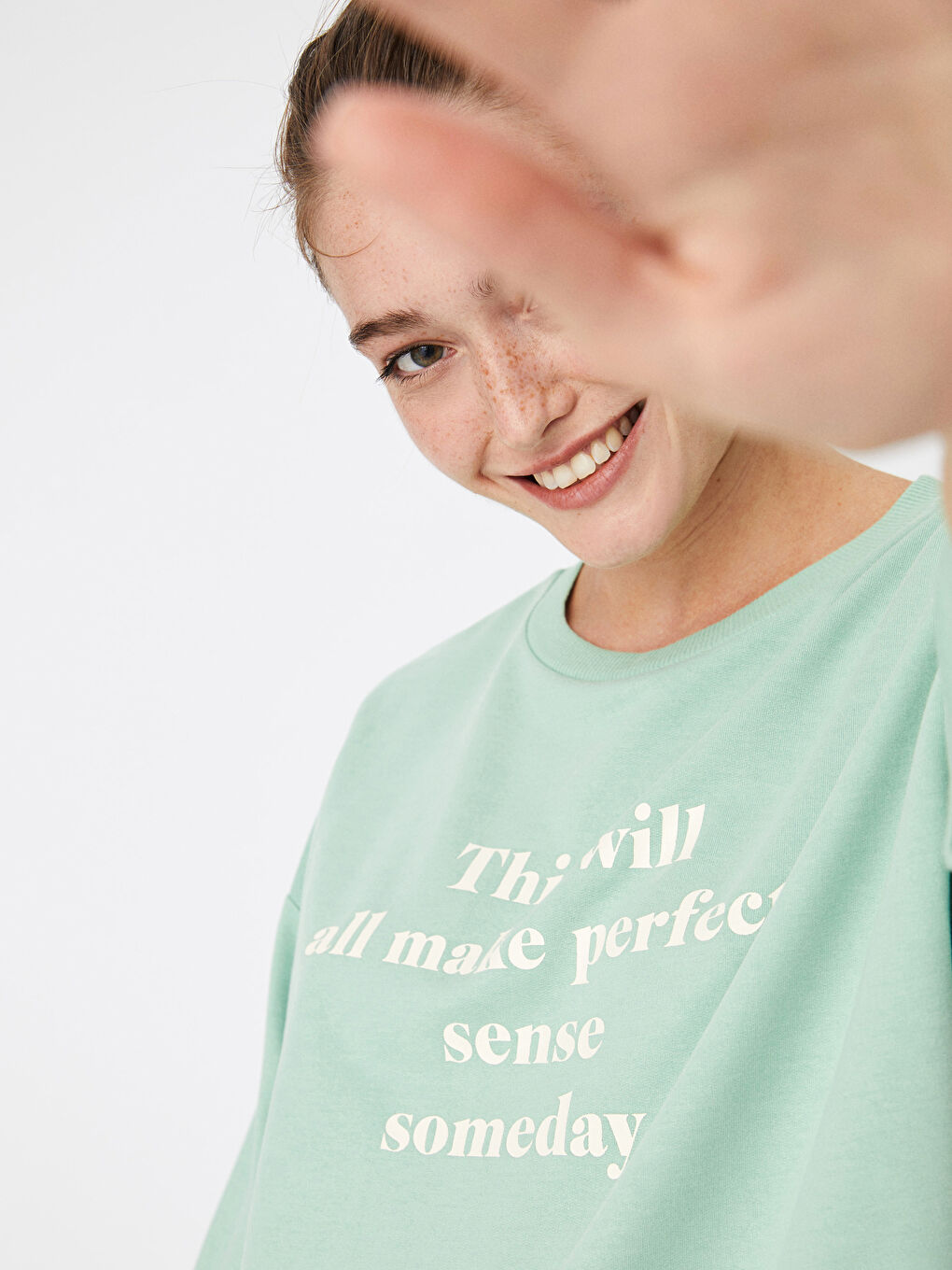 Rundhalsausschnitt Bedrucktes Kurzarm T-Shirt für Damen