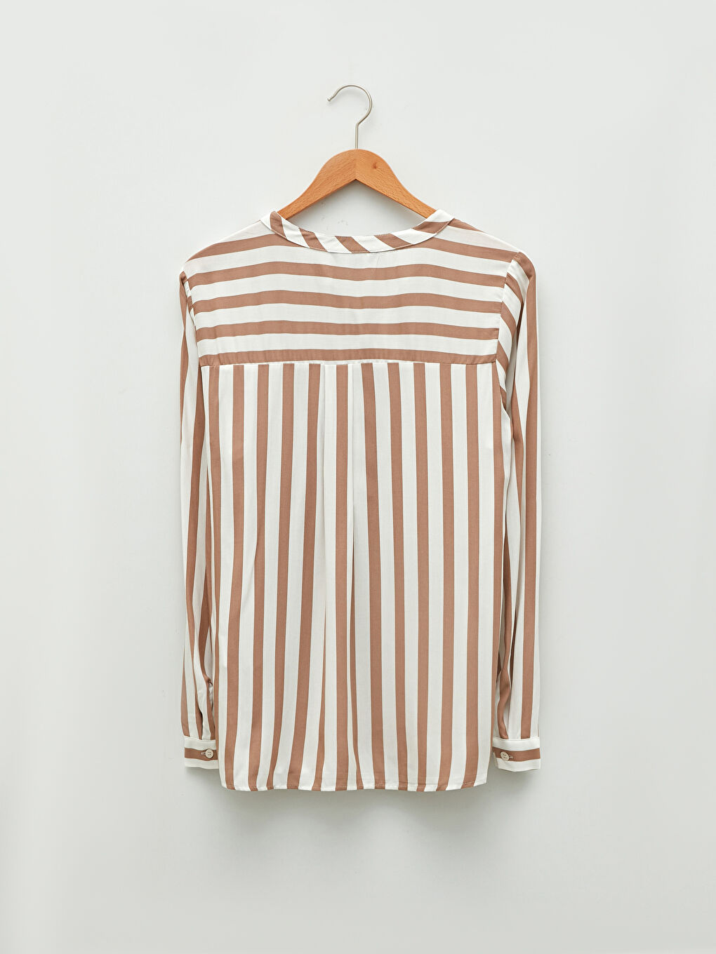 Turtleneck Striped Long Sleeve Viscose Women's Blouse-6