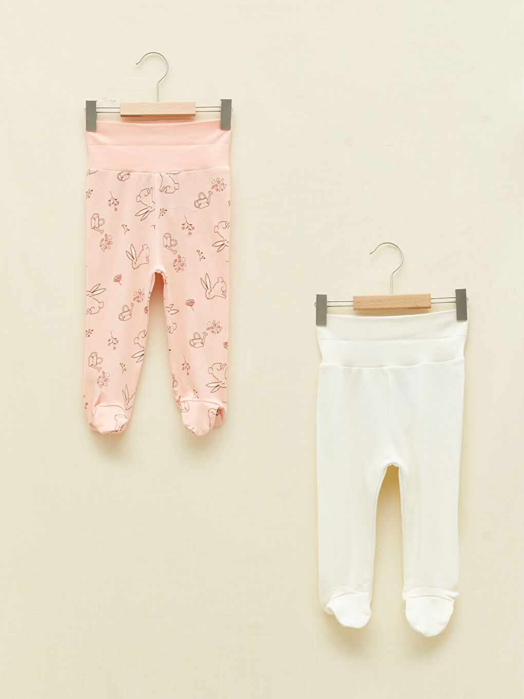 Ekru Beli Lastikli Pantolon 2'li