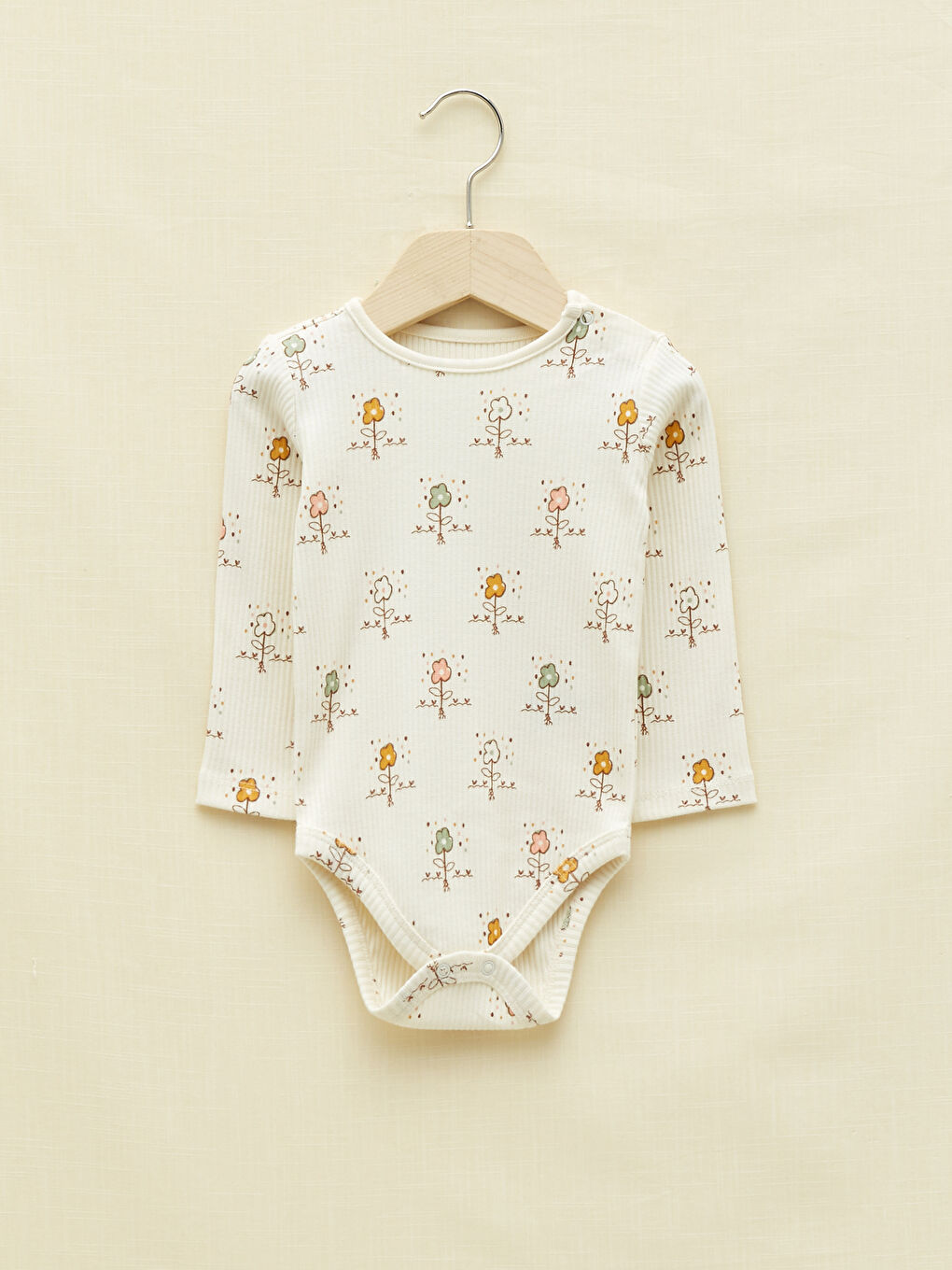 Crew Neck Long Sleeve Snap-On Body and Trousers 2-Piece Set-1