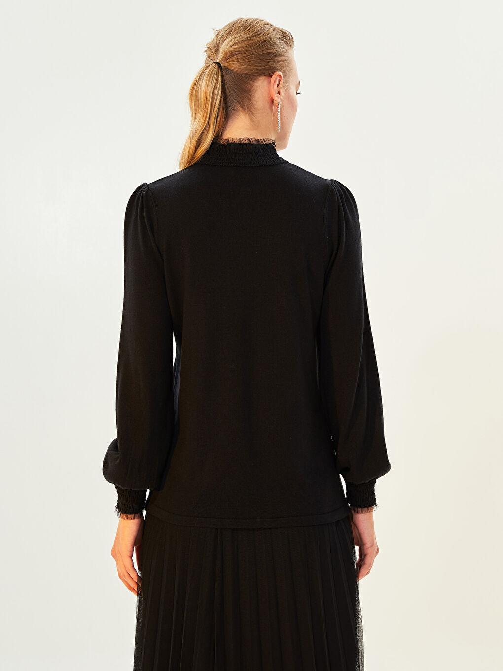 سترة ياقة قمع كم طويل مستقيمة للسيدات-8