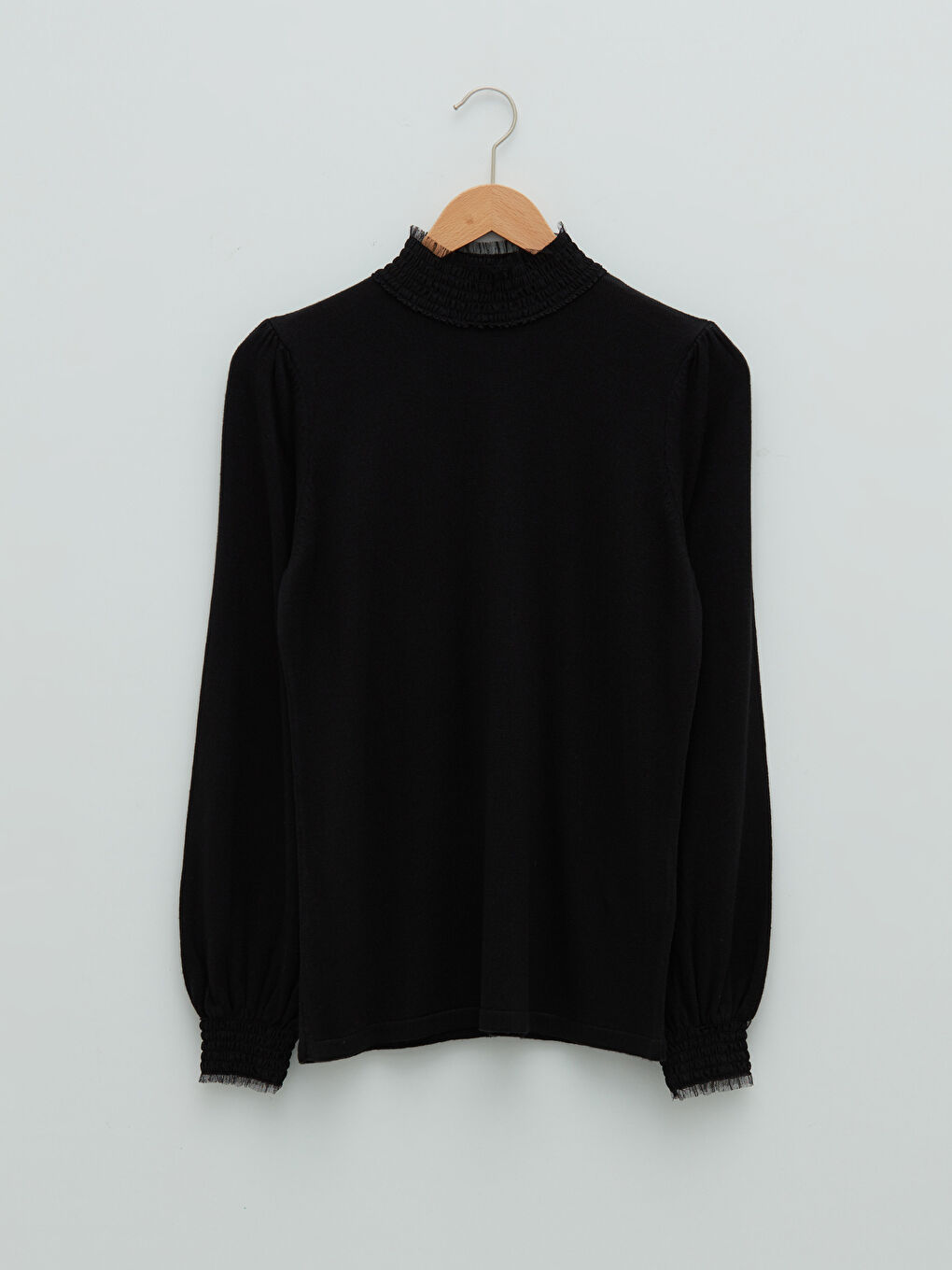 سترة ياقة قمع كم طويل مستقيمة للسيدات-9