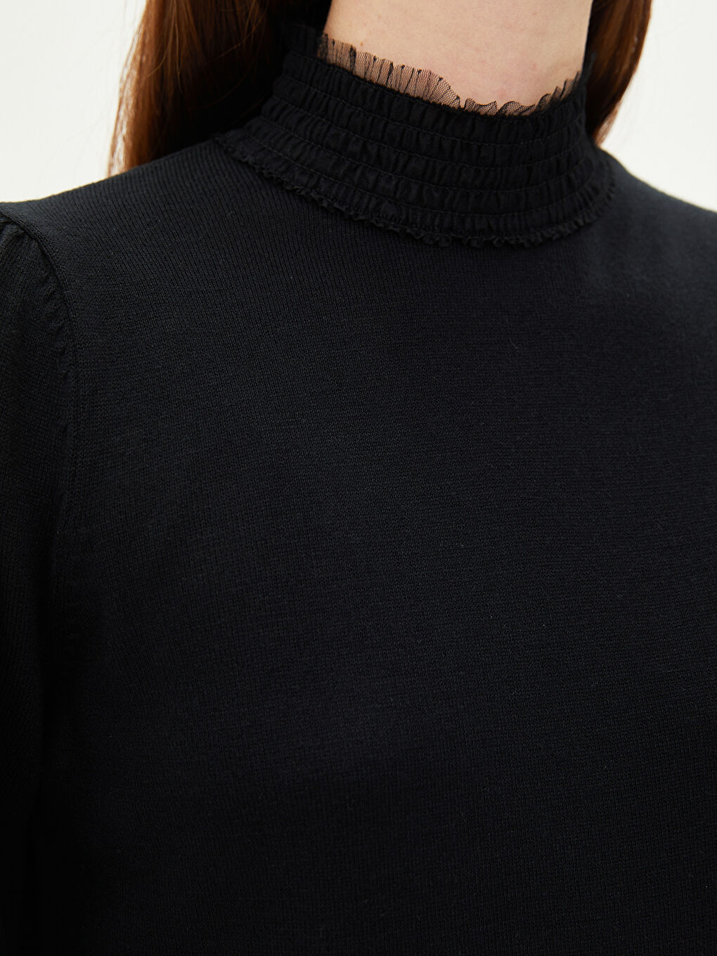 سترة ياقة قمع كم طويل مستقيمة للسيدات-2