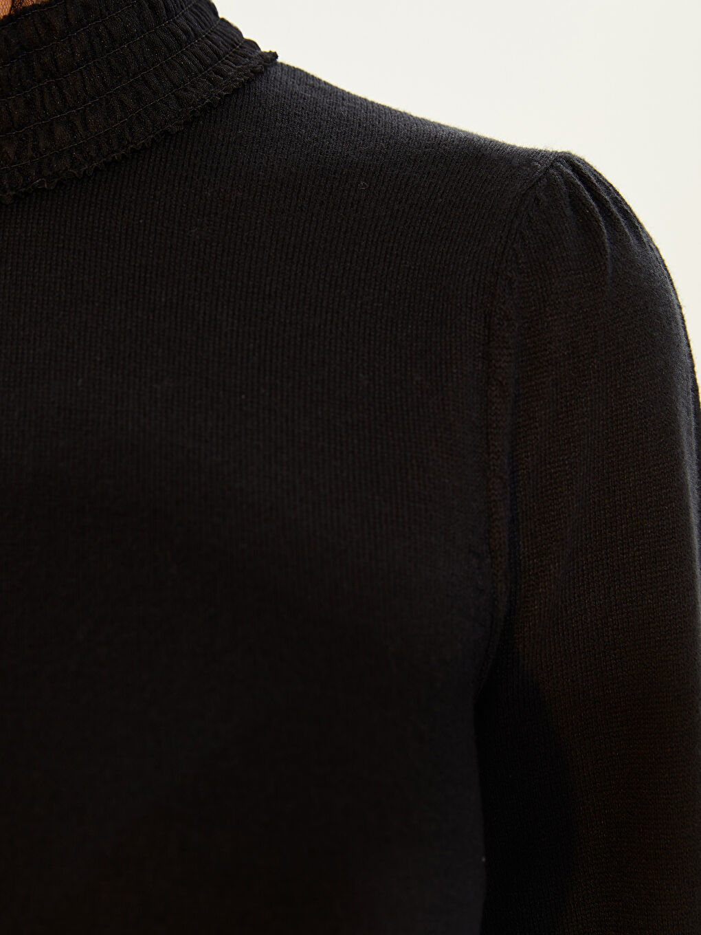 سترة ياقة قمع كم طويل مستقيمة للسيدات-7