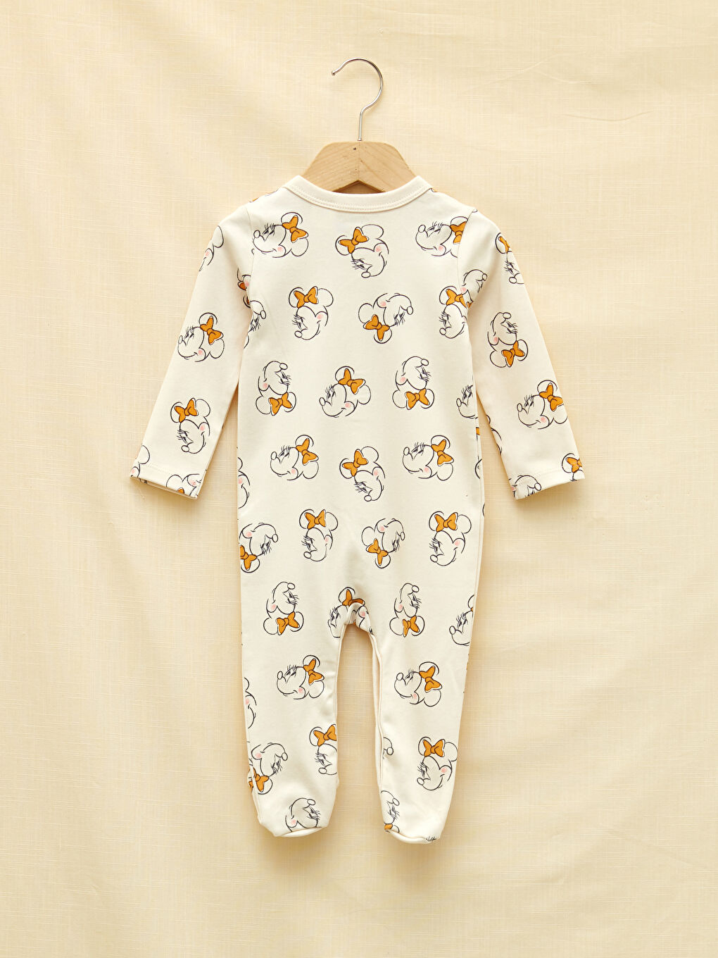 LCW baby Combinaison et Bavoir Minnie Mouse Imprimés à Manches Longues Col Rond pour Bébé Fille Lot de 2 -W1BM63Z1-LRB