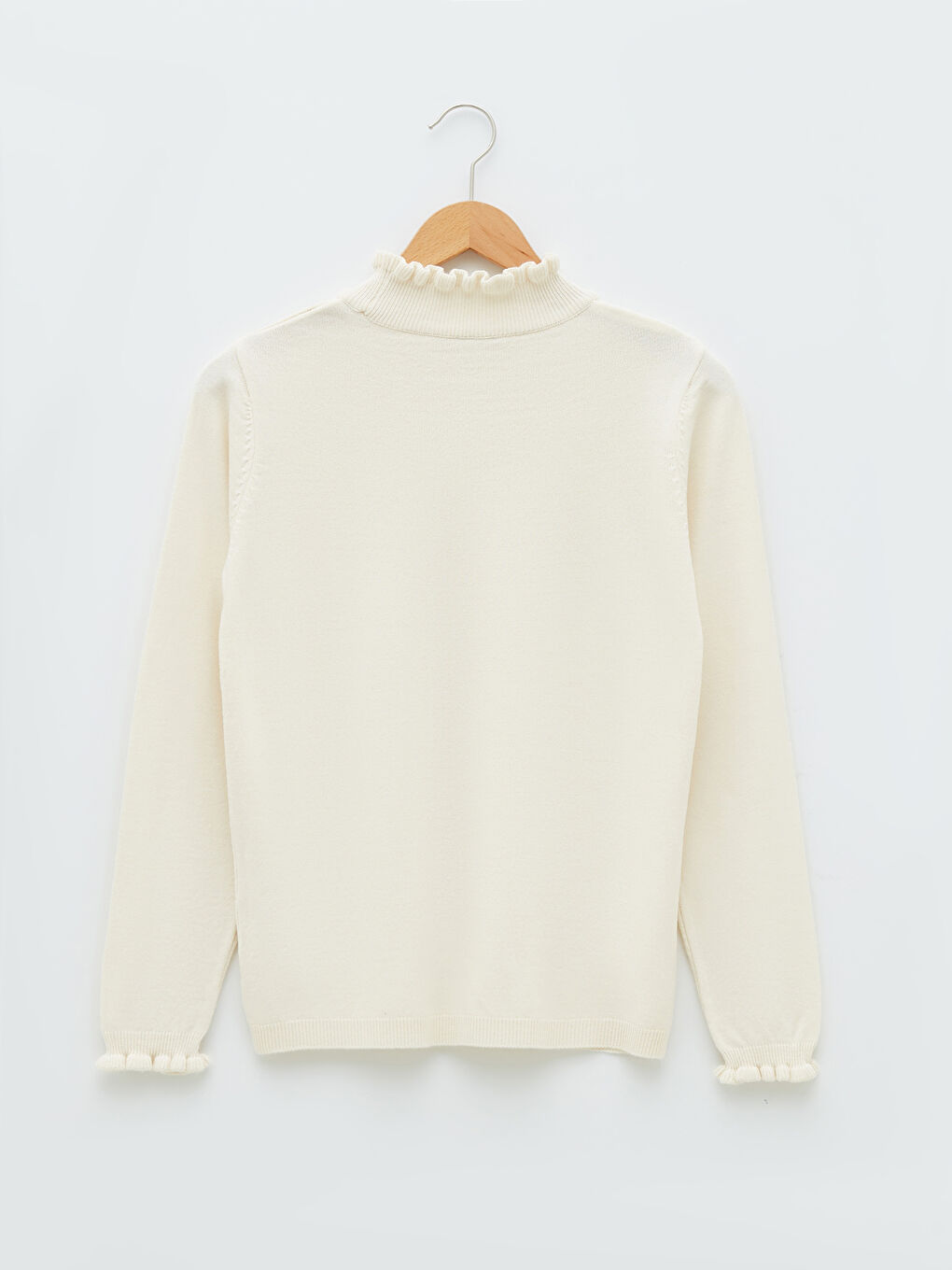 Frilly Stand Up Collar Straight Long Sleeve Women's Knitwear Sweater-5