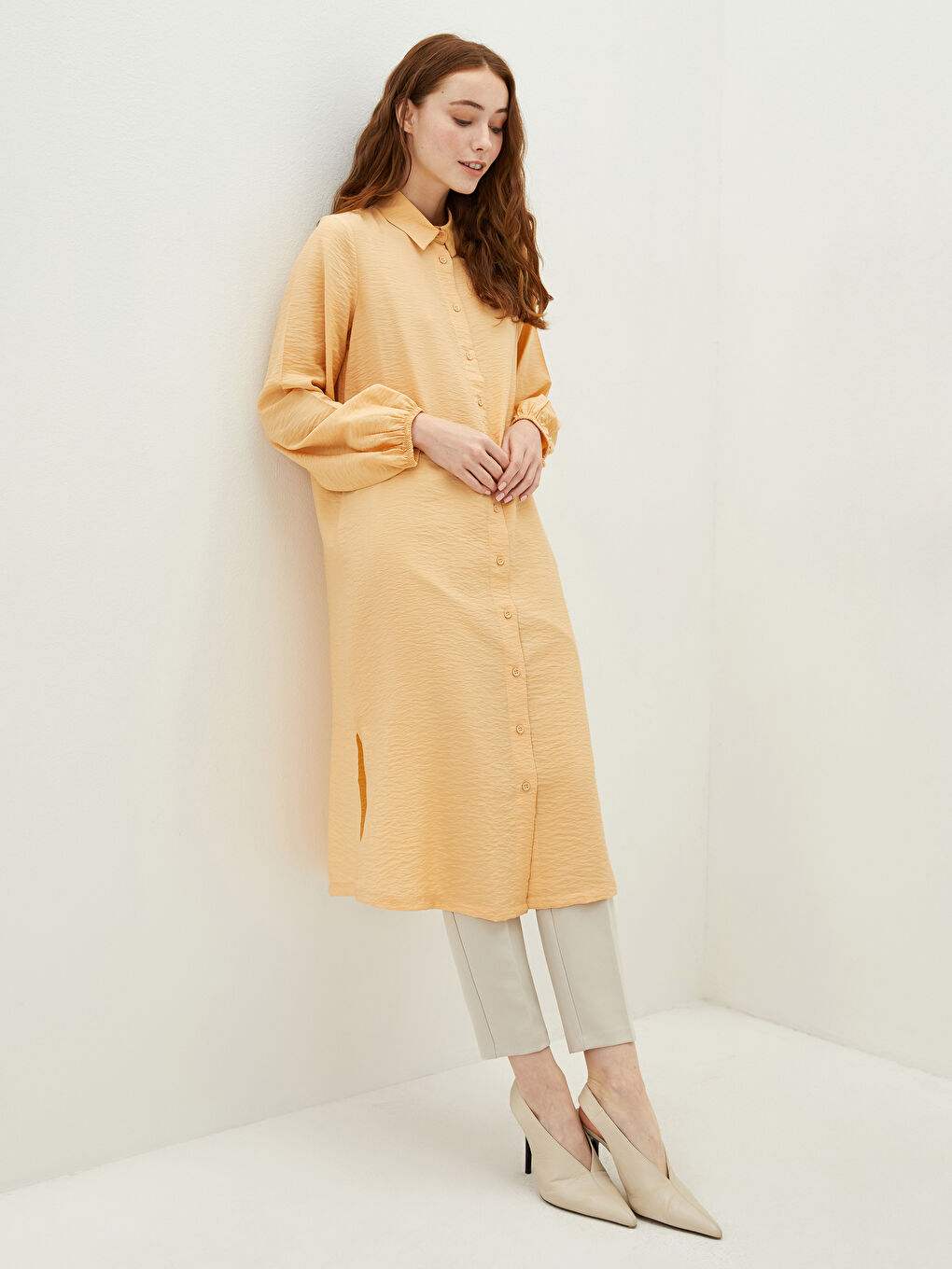 Plain Long Sleeve Women's Shirt Tunic-2