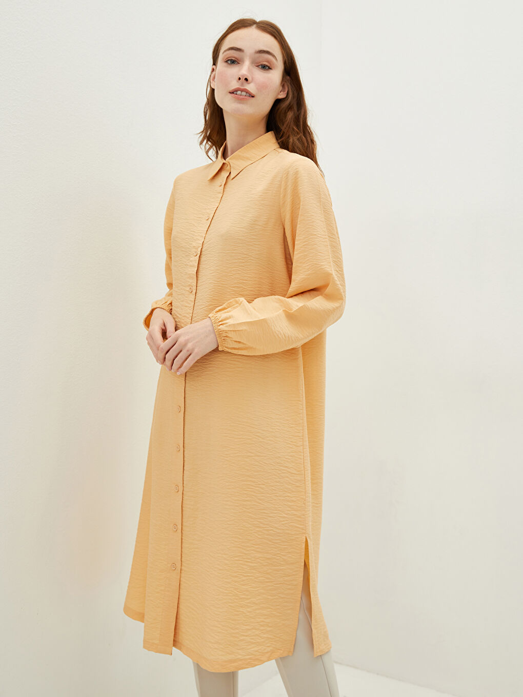 Plain Long Sleeve Women's Shirt Tunic-3