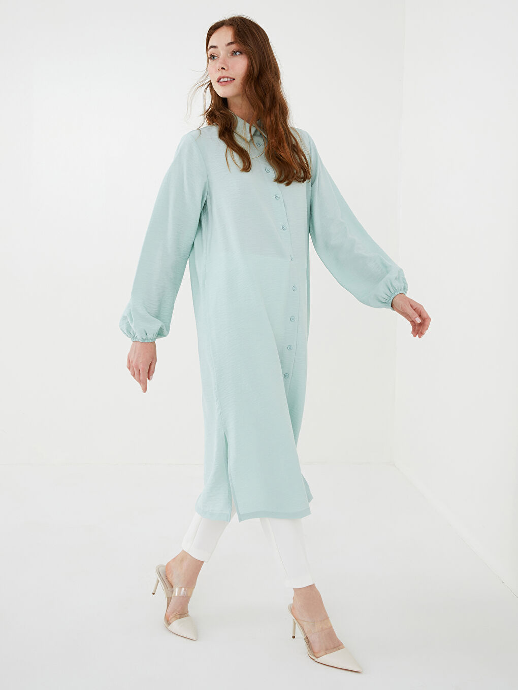 Plain Long Sleeve Women's Shirt Tunic