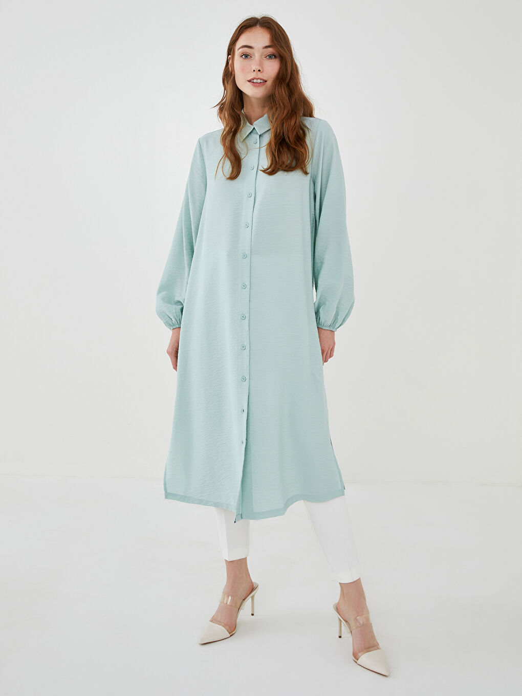 Plain Long Sleeve Women's Shirt Tunic-1