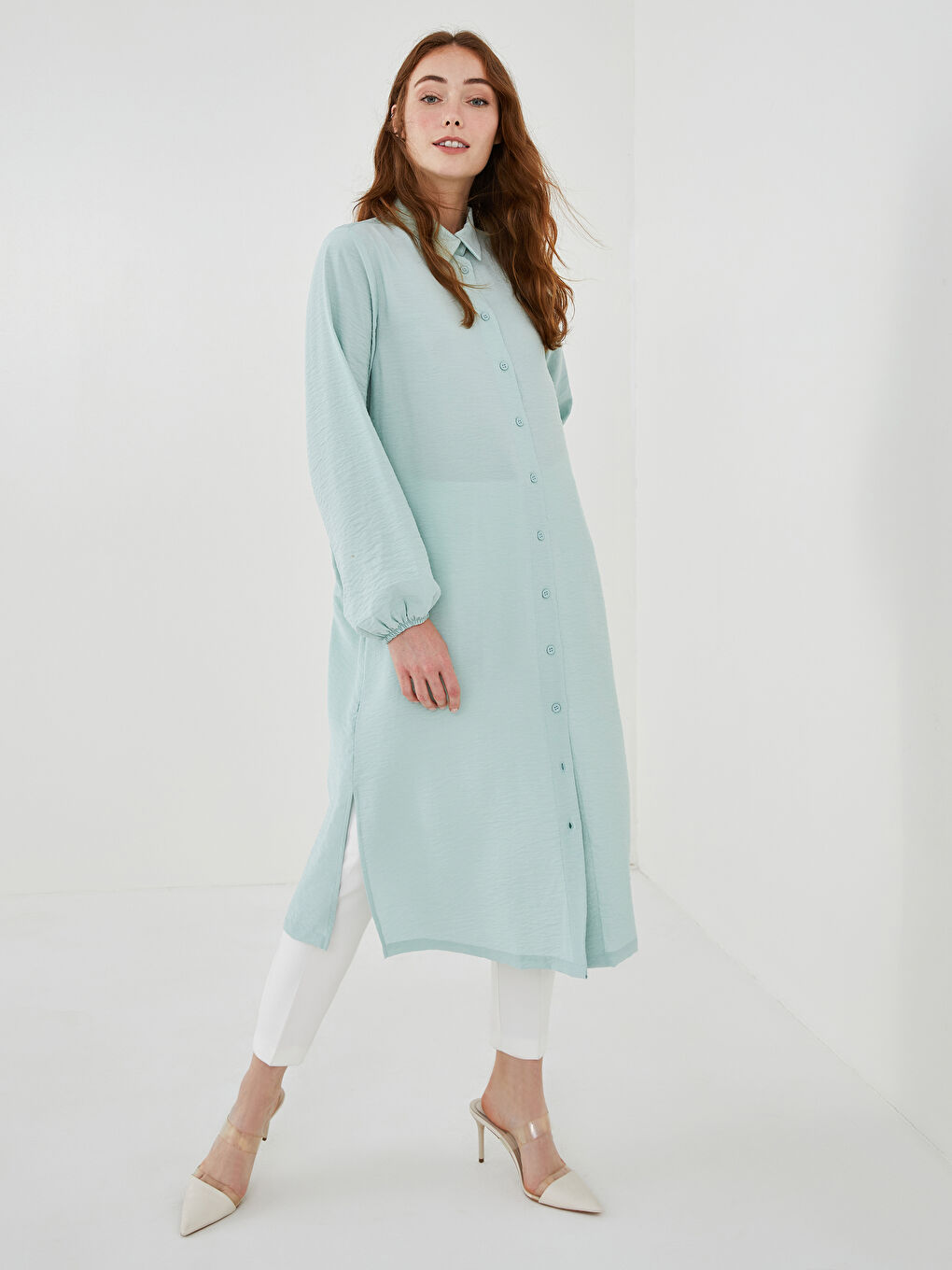 Plain Long Sleeve Women's Shirt Tunic-2