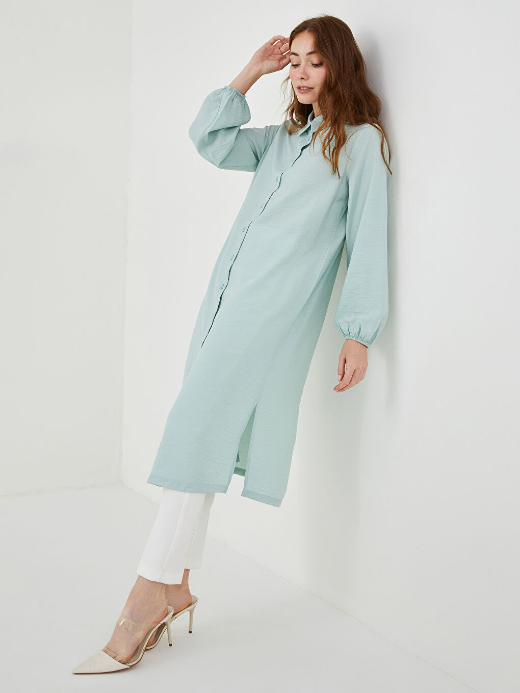 Plain Long Sleeve Women's Shirt Tunic-3